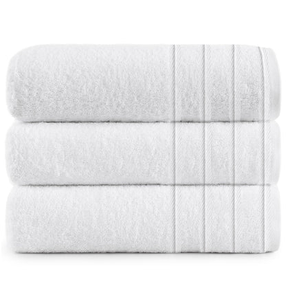 Windsor 100% Cotton Bath Towel Set, Ultimate Comfort & Eco-Friendly, Machine Washable, Premium Highly Absorbent Quick Dry Bath Towel | White-Weave Essentials-3 Pc Bath Sheet-White-Weave Essentials