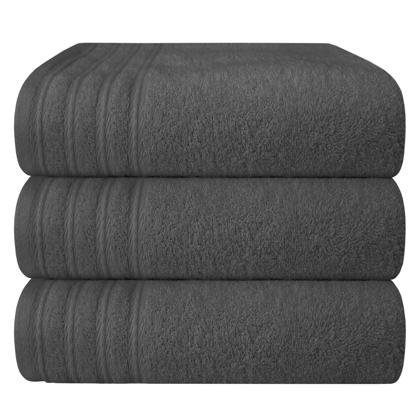 Windsor 100% Cotton Bath Towel Set, Ultimate Comfort & Eco-Friendly, Machine Washable, Premium Highly Absorbent Quick Dry Bath Towel | White-Weave Essentials-3 Pc Bath Sheet-Charcoal-Weave Essentials