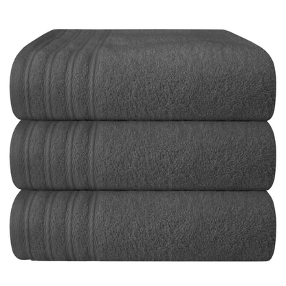 Windsor 100% Cotton Bath Towel Set, Ultimate Comfort & Eco-Friendly, Machine Washable, Premium Highly Absorbent Quick Dry Bath Towel | White-Weave Essentials-3 Pc Bath Sheet-Charcoal-Weave Essentials