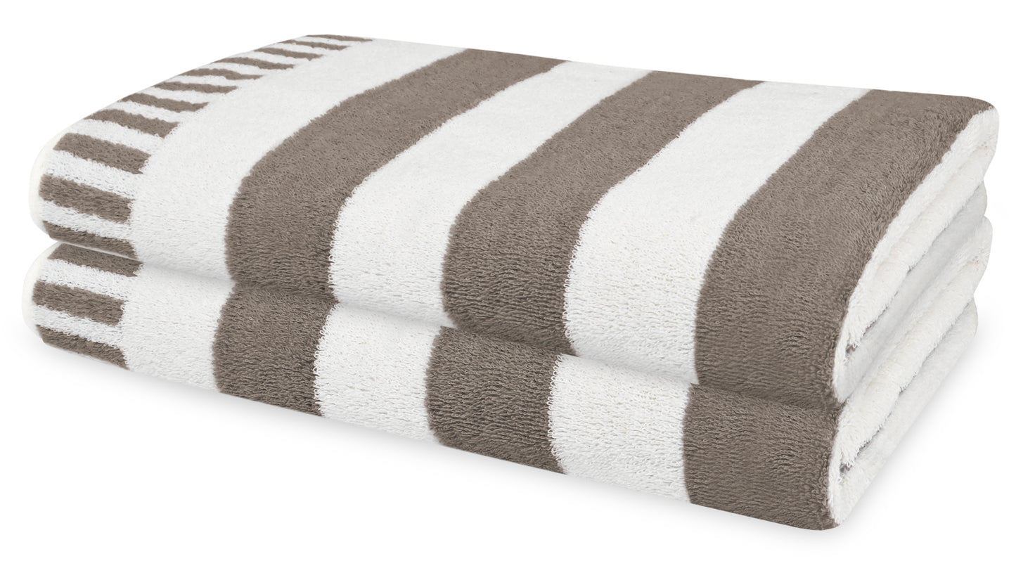 PACK OF 2: CABANA BEACH TOWELS WITH POCKET FLAP-Beach Towels-Weave Essentials-Beige-Weave Essentials