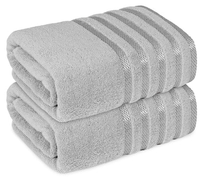 2 Pc ultrasoft and quick dry viscose bath sheet set | Eco-friendly and skin-friendly made of 100% Cotton | 2 bath sheets 90x180cm / 35x70inch-Towel Set-Weave Essentials-2x Jumbo Bath Sheet-Silver-Weave Essentials