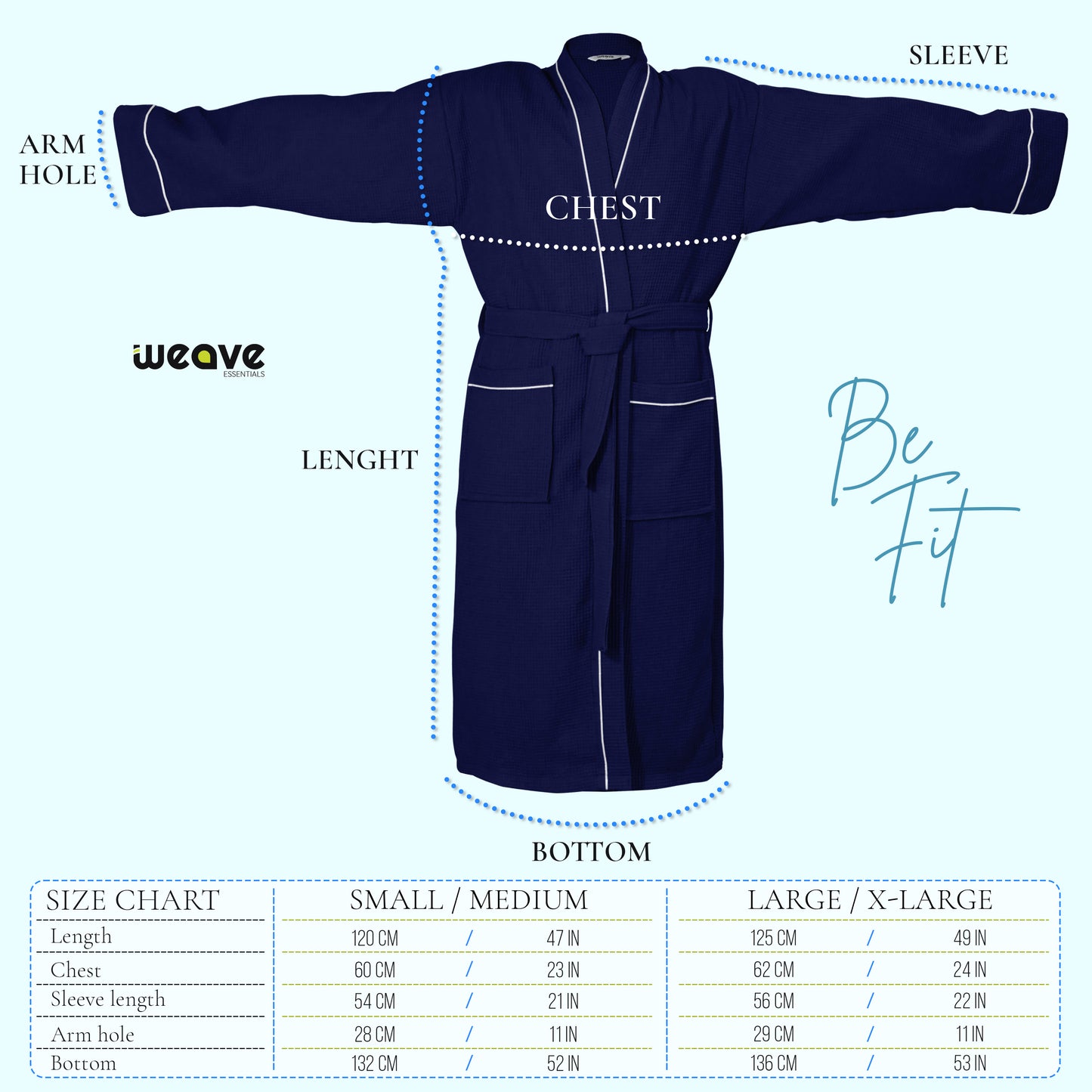 100% COTTON KIMONO UNISEX WAFFLE BATHROBE-Robes-Weave Essentials-Grey-S/M-Weave Essentials