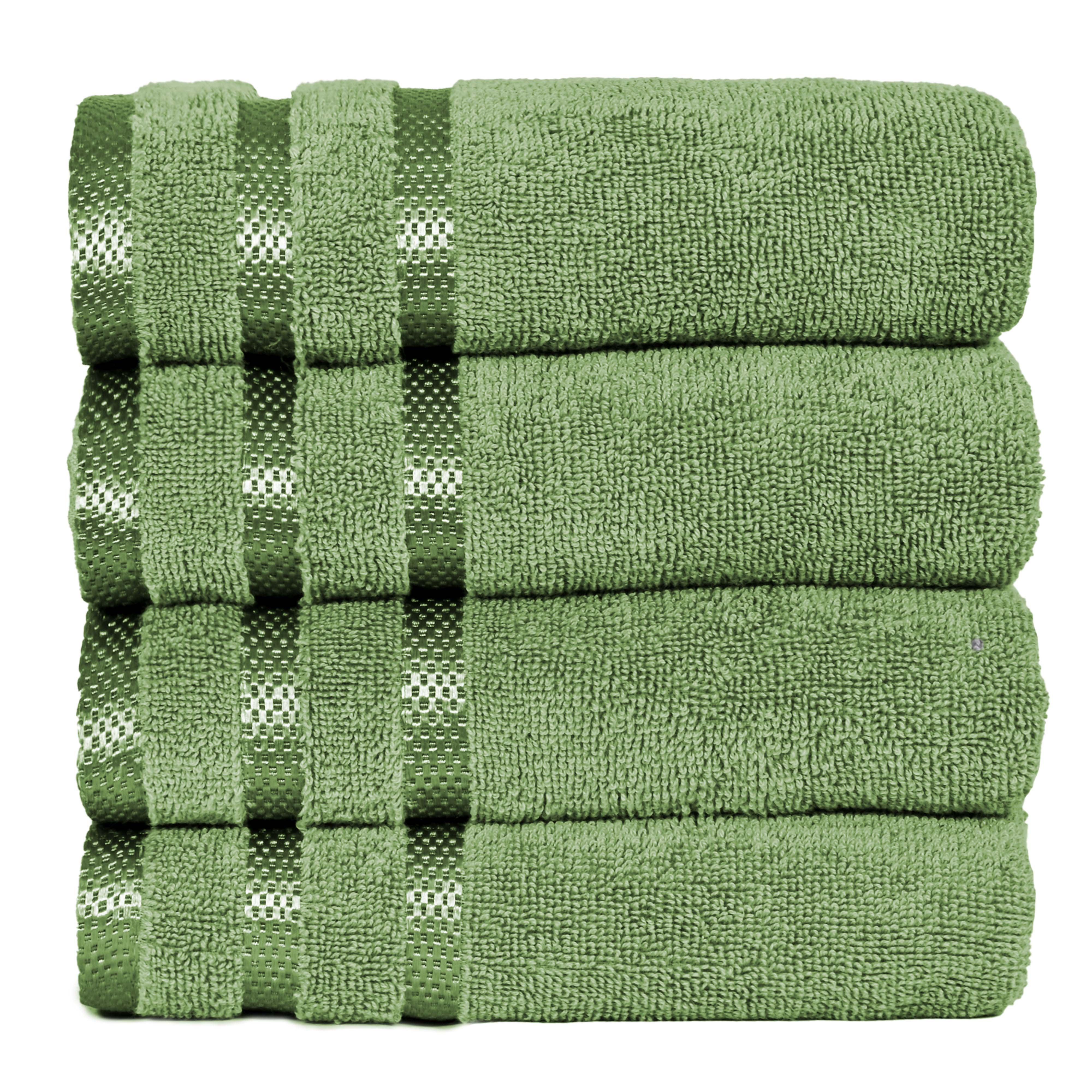 Set of Four Artisan Woven Green & Cream Cotton hotsell Hand Towels