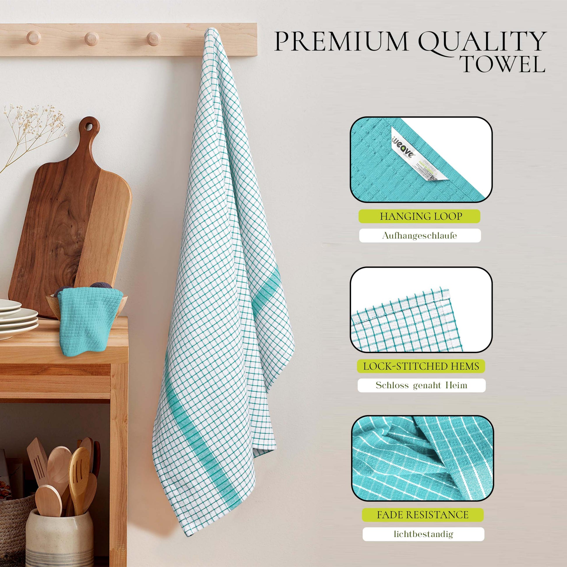HUI JIA Weave Drying Kitchen Towels Dishes Terry Towels Tea Towel