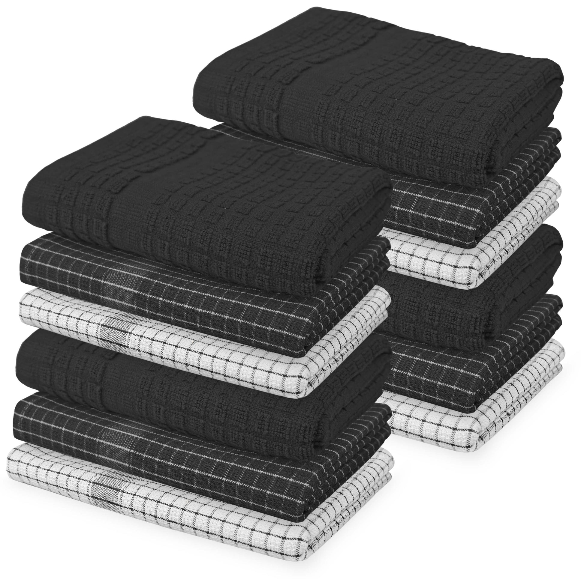  XLNT Black Kitchen Towels (3 Pack) - 100% Cotton Dish Towels, Durable, Ultra Absorbent Dishcloths Sets of Hand Towels/Tea Towels for  Everyday Scrubbing