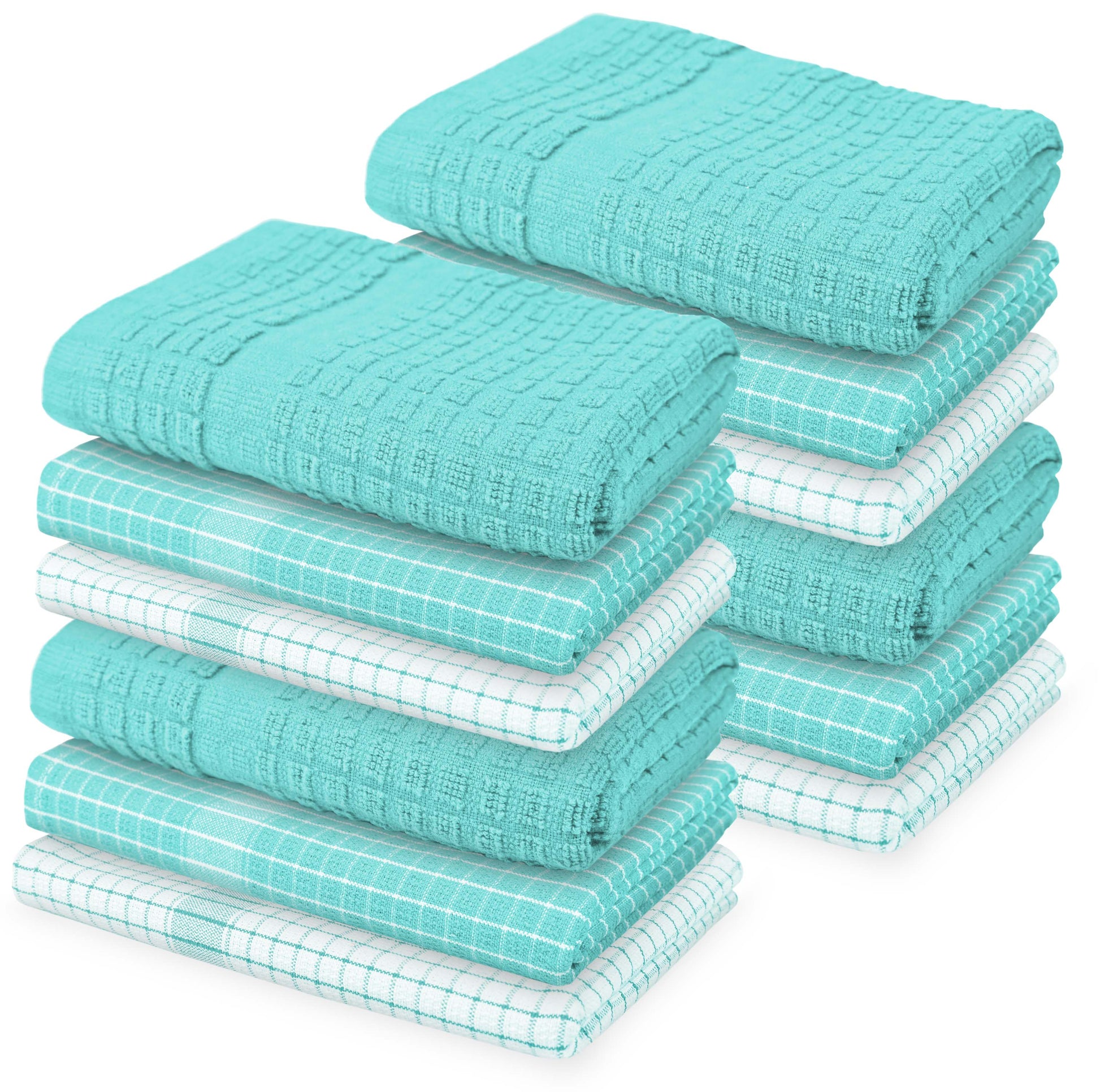 Set of 5 Teal Dish Cloths and Dish Towels 28 x 18